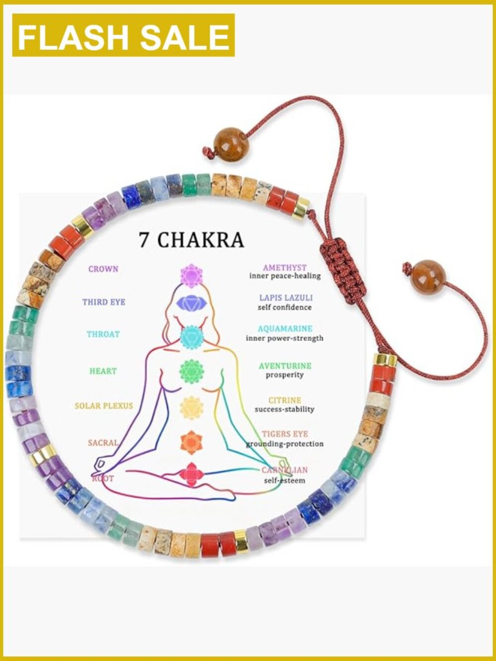 7 Chakra Healing Crystal Bracelet Anxiety Relief Spiritual Jewelry Gift